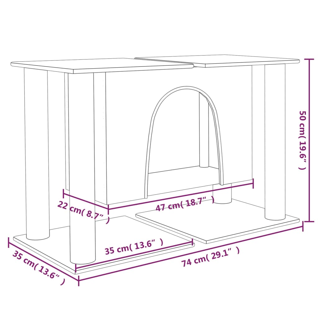 Albero per Gatti con Tiragraffi in Sisal Grigio Chiaro 50 cm - homemem39