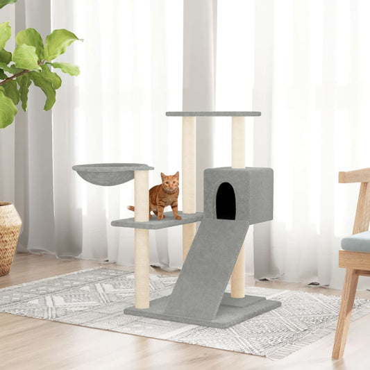Albero per Gatti con Tiragraffi in Sisal Grigio Chiaro 82 cm - homemem39