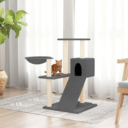 Albero per Gatti con Tiragraffi in Sisal Grigio Scuro 82 cm - homemem39