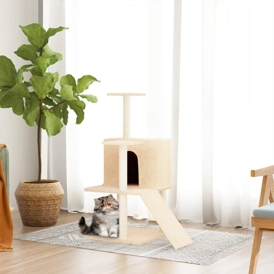 Albero per Gatti con Tiragraffi in Sisal Crema 109 cm - homemem39