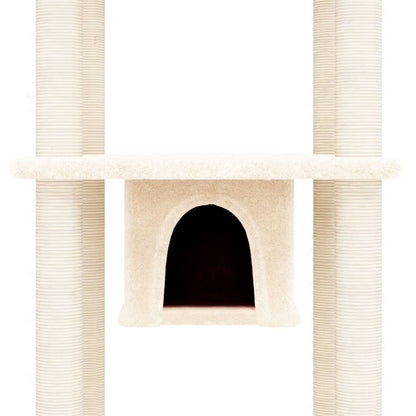 Albero per Gatti con Tiragraffi in Sisal Crema 169 cm - homemem39