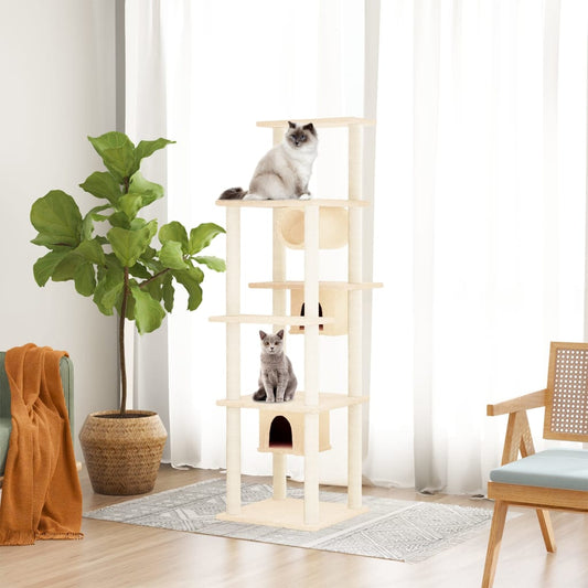 Albero per Gatti con Tiragraffi in Sisal Crema 169 cm - homemem39