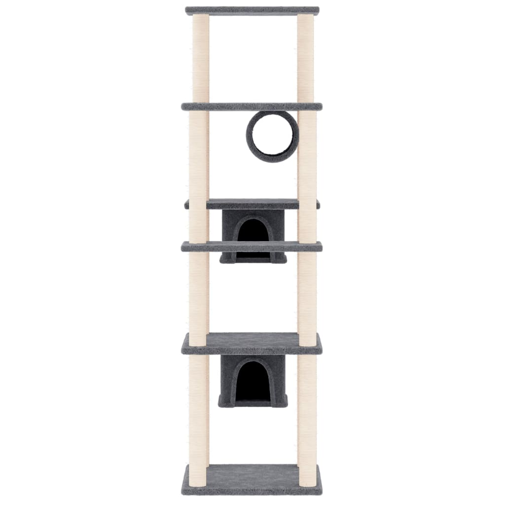 Albero per Gatti con Tiragraffi in Sisal Grigio Scuro 169 cm | homemem39