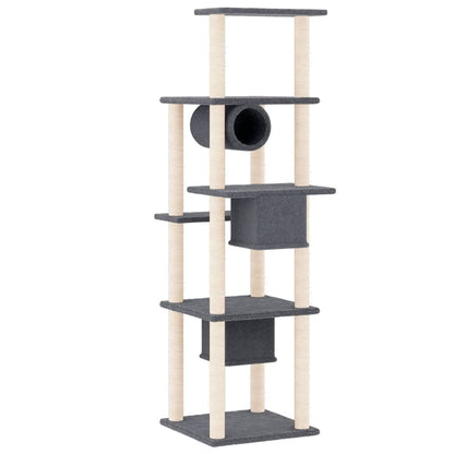 Albero per Gatti con Tiragraffi in Sisal Grigio Scuro 169 cm | homemem39