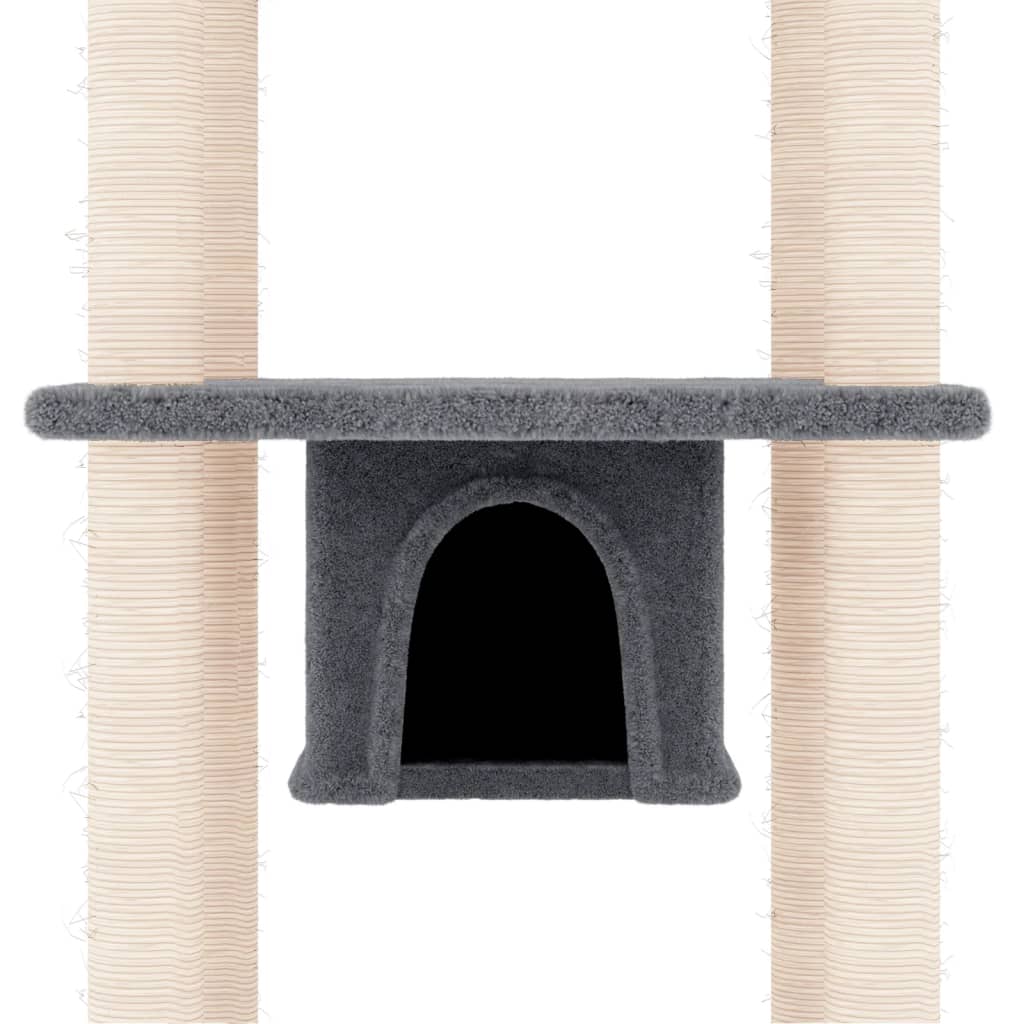 Albero per Gatti con Tiragraffi in Sisal Grigio Scuro 169 cm | homemem39