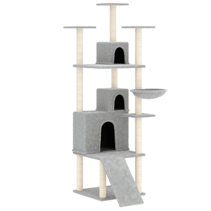 Albero per Gatti con Tiragraffi in Sisal Grigio Chiaro 175 cm - homemem39