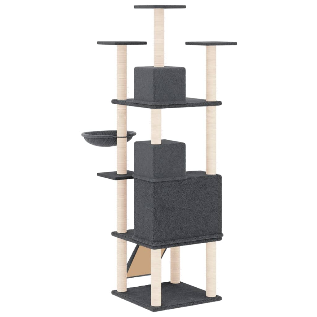 Albero per Gatti con Tiragraffi in Sisal Grigio Scuro 175 cm | homemem39
