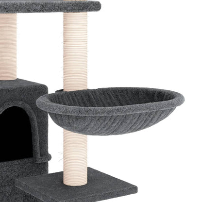 Albero per Gatti con Tiragraffi in Sisal Grigio Scuro 175 cm | homemem39