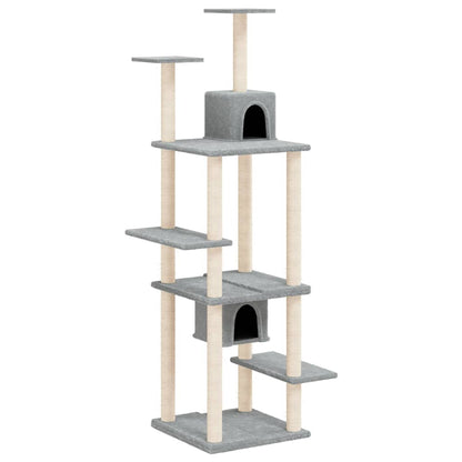 Albero per Gatti con Tiragraffi in Sisal Grigio Chiaro 176 cm - homemem39