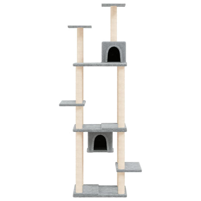 Albero per Gatti con Tiragraffi in Sisal Grigio Chiaro 176 cm - homemem39