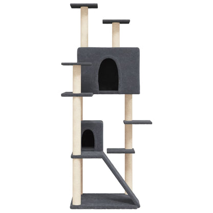 Albero per Gatti con Tiragraffi in Sisal Grigio Scuro 153 cm - homemem39