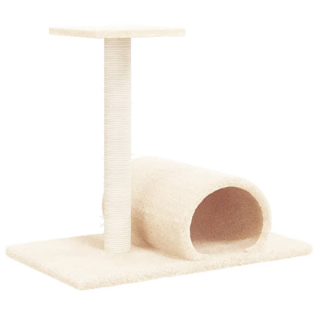 Palo Tiragraffi per Gatti con Tunnel Crema 60x34,5x50 cm | homemem39