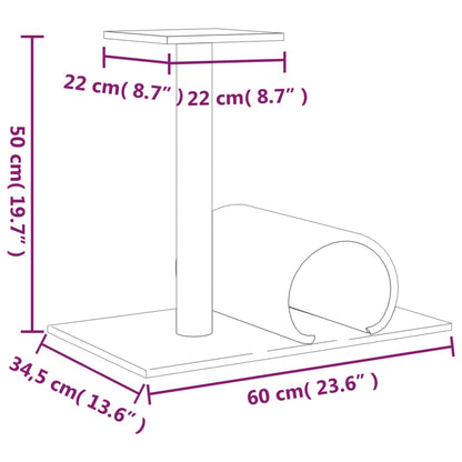 Palo Tiragraffi per Gatti con Tunnel Grigio Chiaro 60x34,5x50cm - homemem39