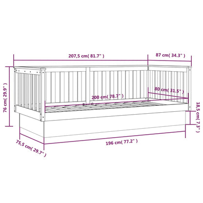 Dormeuse Ambra 80x200 cm in Legno Massello di Pino - homemem39