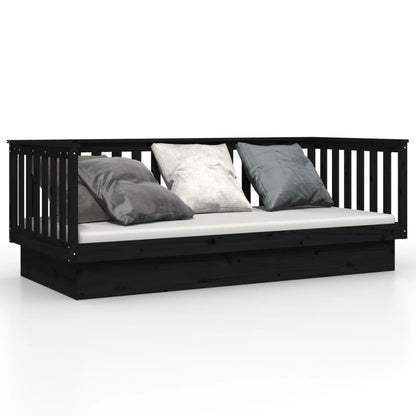 Dormeuse Nera 80x200 cm in Legno Massello di Pino - homemem39