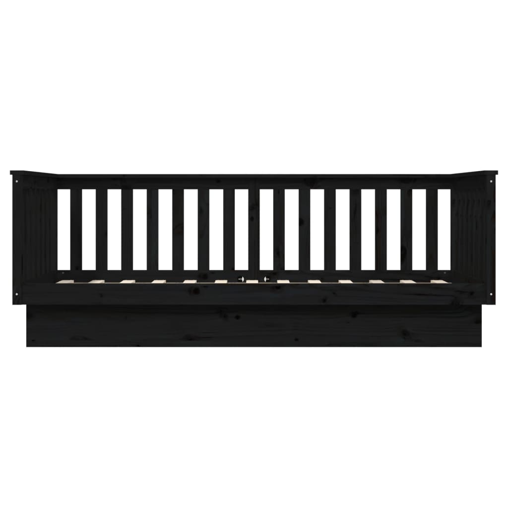 Dormeuse Nera 80x200 cm in Legno Massello di Pino - homemem39