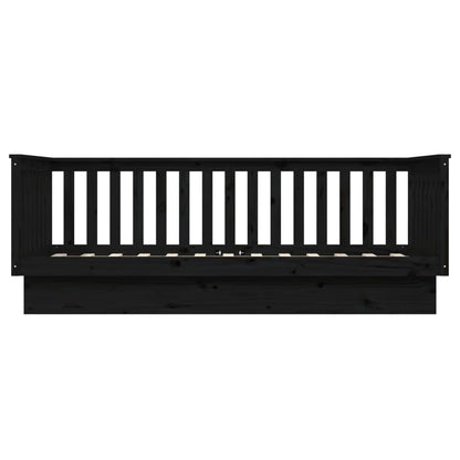 Dormeuse Nera 80x200 cm in Legno Massello di Pino - homemem39