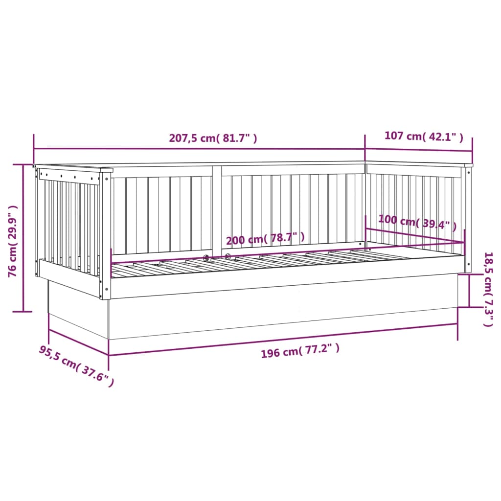 Dormeuse Ambra 100x200 cm in Legno Massello di Pino | homemem39