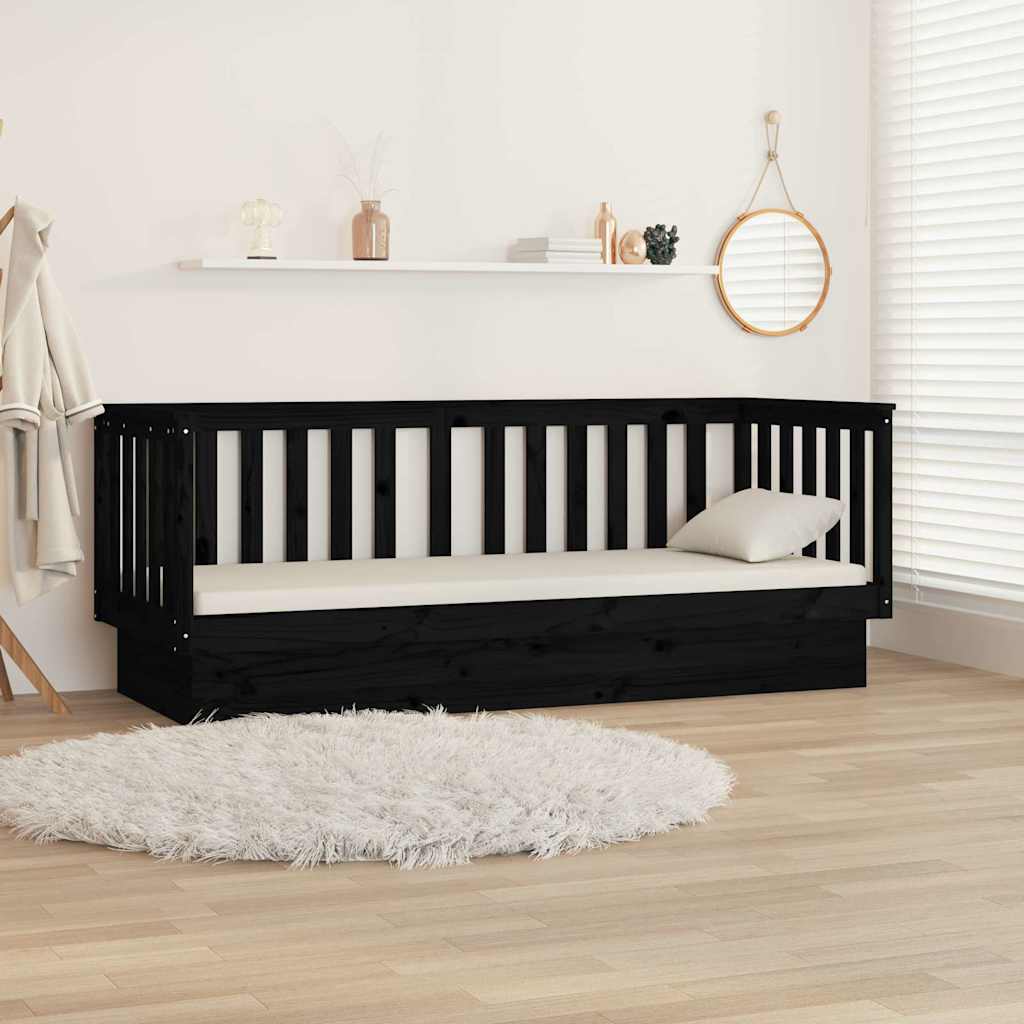 Dormeuse Nera 75x190 cm in Legno Massello di Pino
