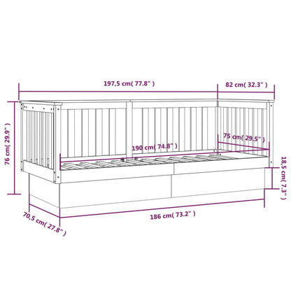 Dormeuse Nera 75x190 cm in Legno Massello di Pino - homemem39