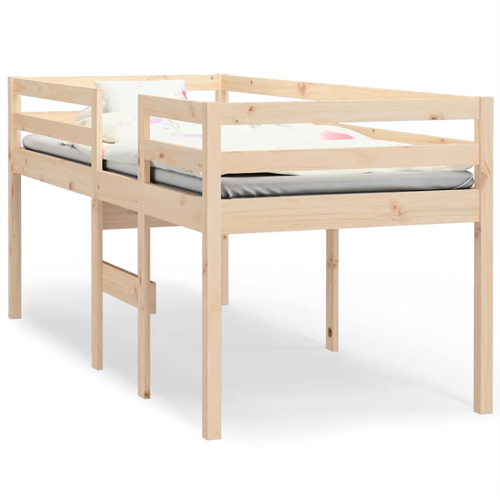 Letto a Soppalco 90x200 cm in Legno Massello di Pino | homemem39
