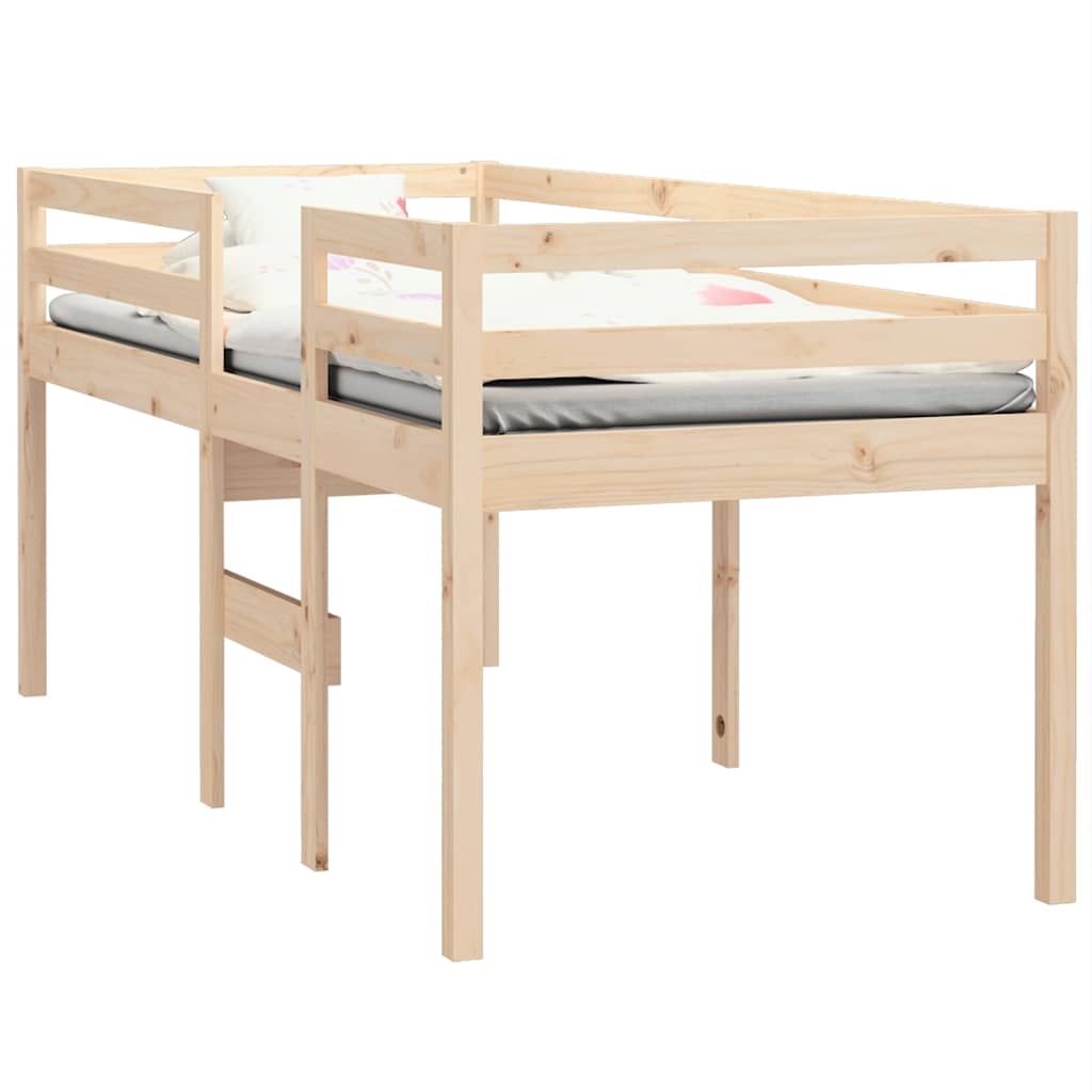 Letto a Soppalco 90x200 cm in Legno Massello di Pino | homemem39