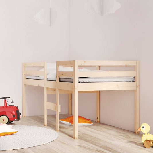 Letto a Soppalco 90x200 cm in Legno Massello di Pino | homemem39