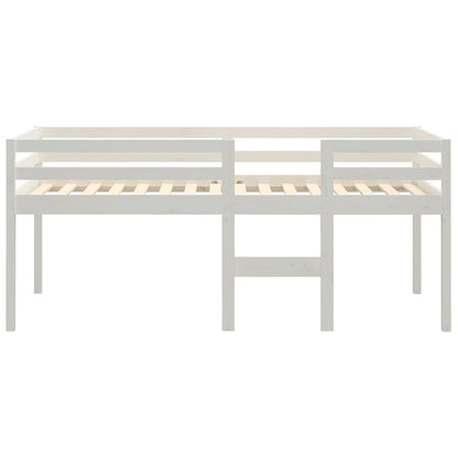 Letto a Soppalco Bianco 80x200 cm in Legno Massello di Pino - homemem39