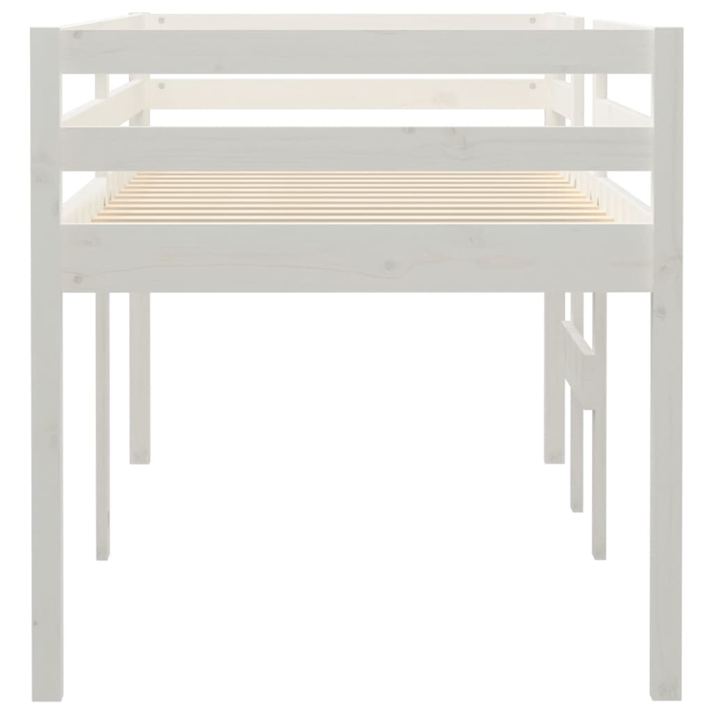 Letto a Soppalco Bianco 80x200 cm in Legno Massello di Pino - homemem39