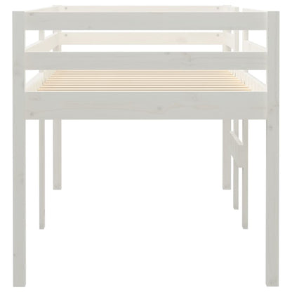 Letto a Soppalco Bianco 80x200 cm in Legno Massello di Pino - homemem39