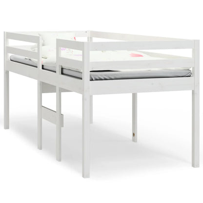 Letto a Soppalco Bianco 90x190 cm in Legno Massello di Pino | homemem39