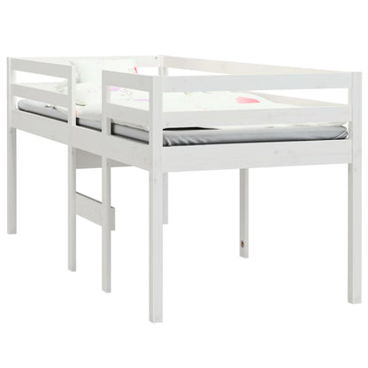 Letto a Soppalco Bianco 90x190 cm in Legno Massello di Pino | homemem39