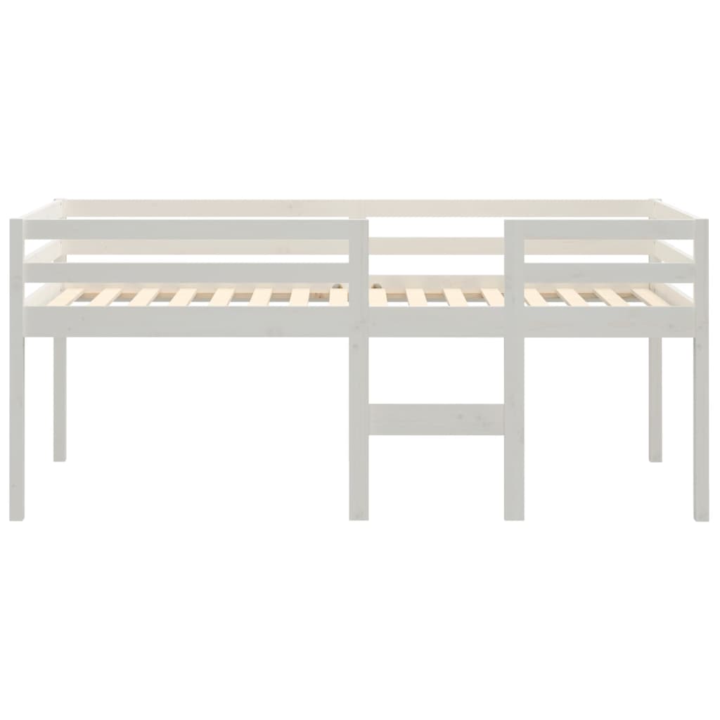 Letto a Soppalco Bianco 90x190 cm in Legno Massello di Pino | homemem39