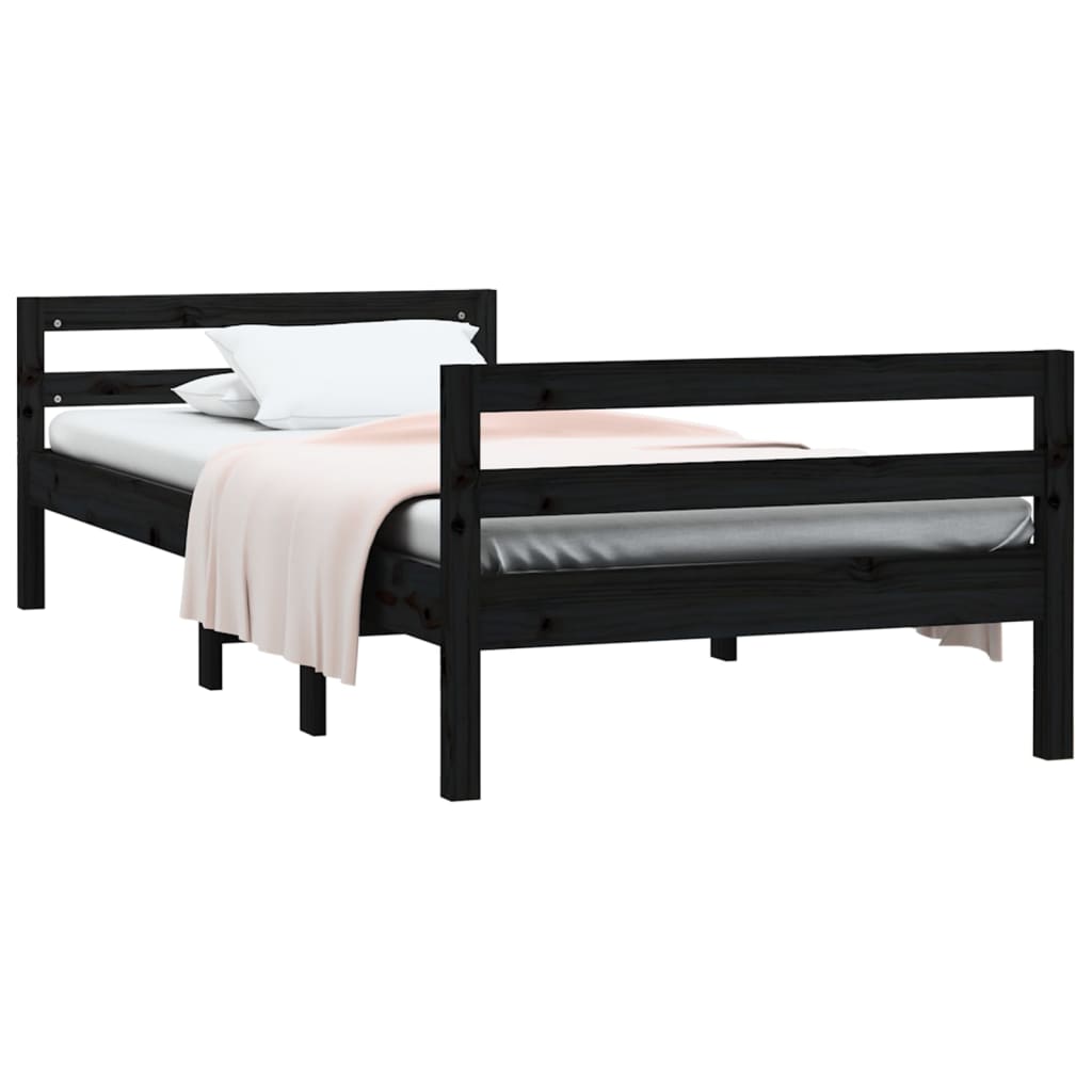 Giroletto Nero 75x190 cm in Legno Massello di Pino - homemem39