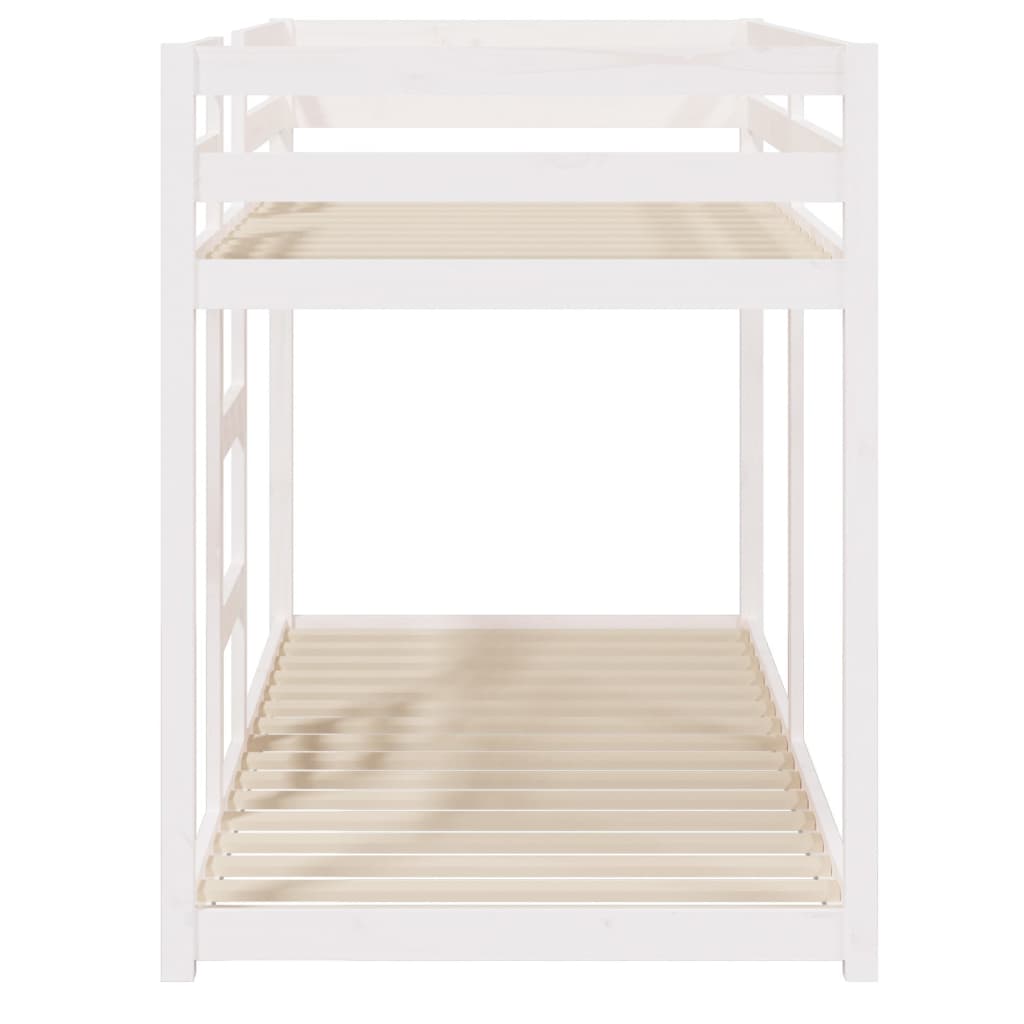 Letto a Castello Bianco 80x200 cm in Legno Massello di Pino - homemem39