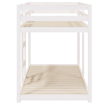 Letto a Castello Bianco 80x200 cm in Legno Massello di Pino - homemem39
