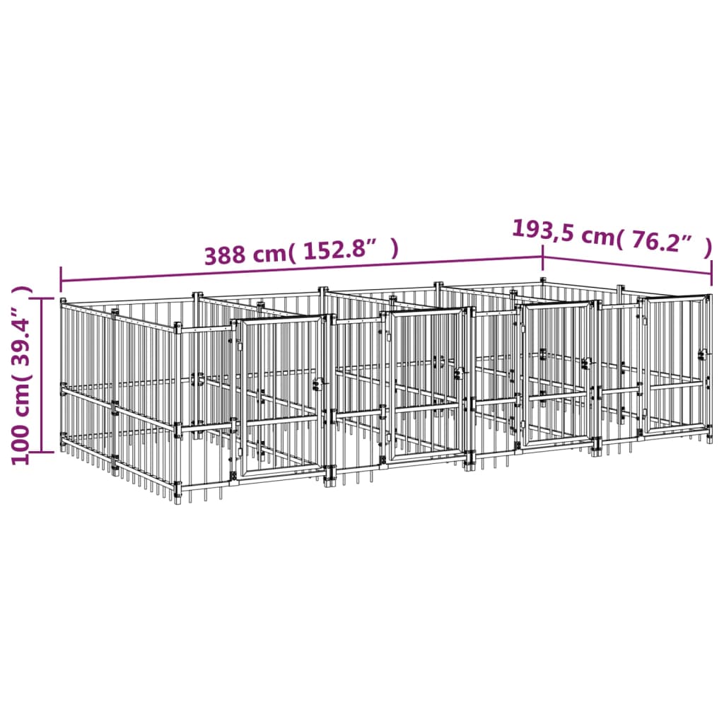 Gabbia per Cani da Esterno in Acciaio 7,51 m² | homemem39