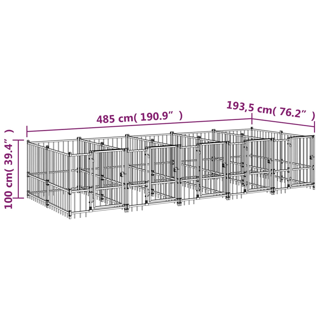 Gabbia per Cani da Esterno in Acciaio 9,38 m² | homemem39