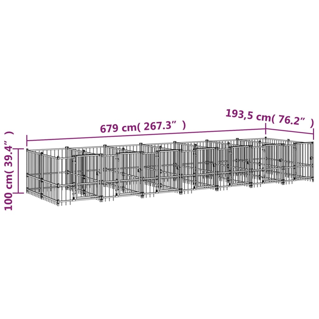Gabbia per Cani da Esterno in Acciaio 13,14 m² | homemem39