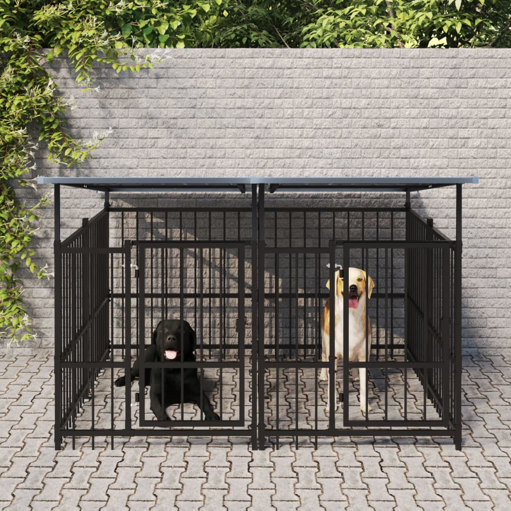 Gabbia per Cani da Esterno con Tetto in Acciaio 3,75 m² | homemem39