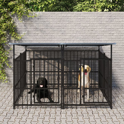 Gabbia per Cani da Esterno con Tetto in Acciaio 3,75 m² | homemem39