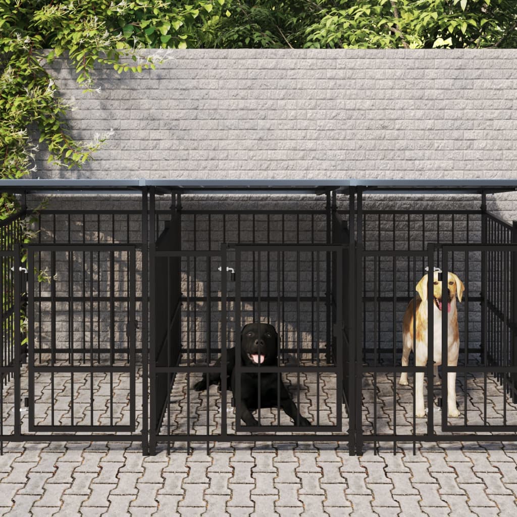 Gabbia per Cani da Esterno con Tetto in Acciaio 11,26 m² | homemem39