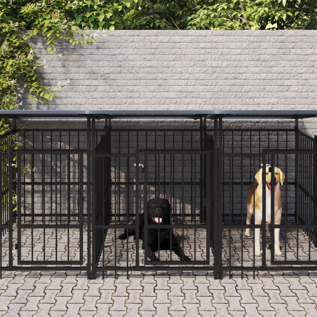 Gabbia per Cani da Esterno con Tetto in Acciaio 15,02 m² | homemem39