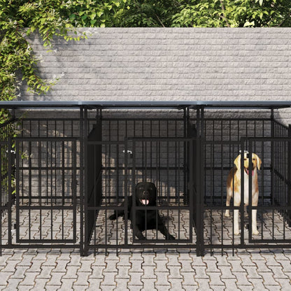 Gabbia per Cani da Esterno con Tetto in Acciaio 16,89 m² | homemem39