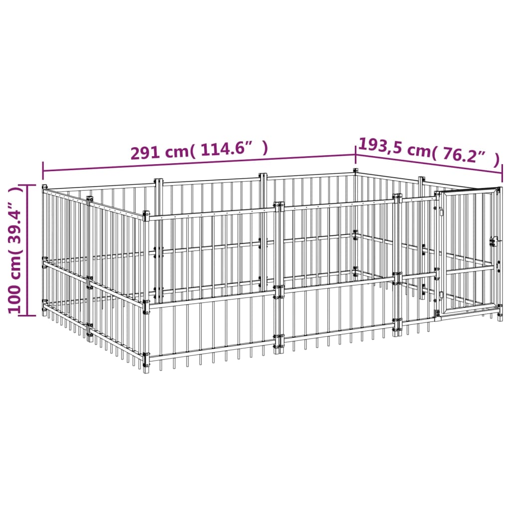 Gabbia per Cani da Esterno in Acciaio 5,63 m² | homemem39