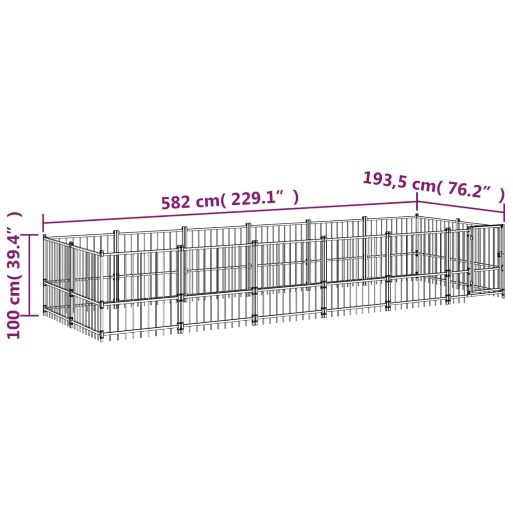 Gabbia per Cani da Esterno in Acciaio 11,26 m² | homemem39