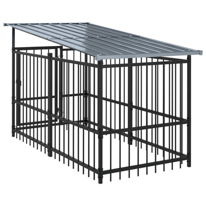 Gabbia per Cani da Esterno con Tetto in Acciaio 3,75 m² | homemem39