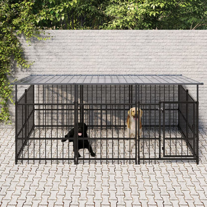 Gabbia per Cani da Esterno con Tetto in Acciaio 3,75 m² | homemem39