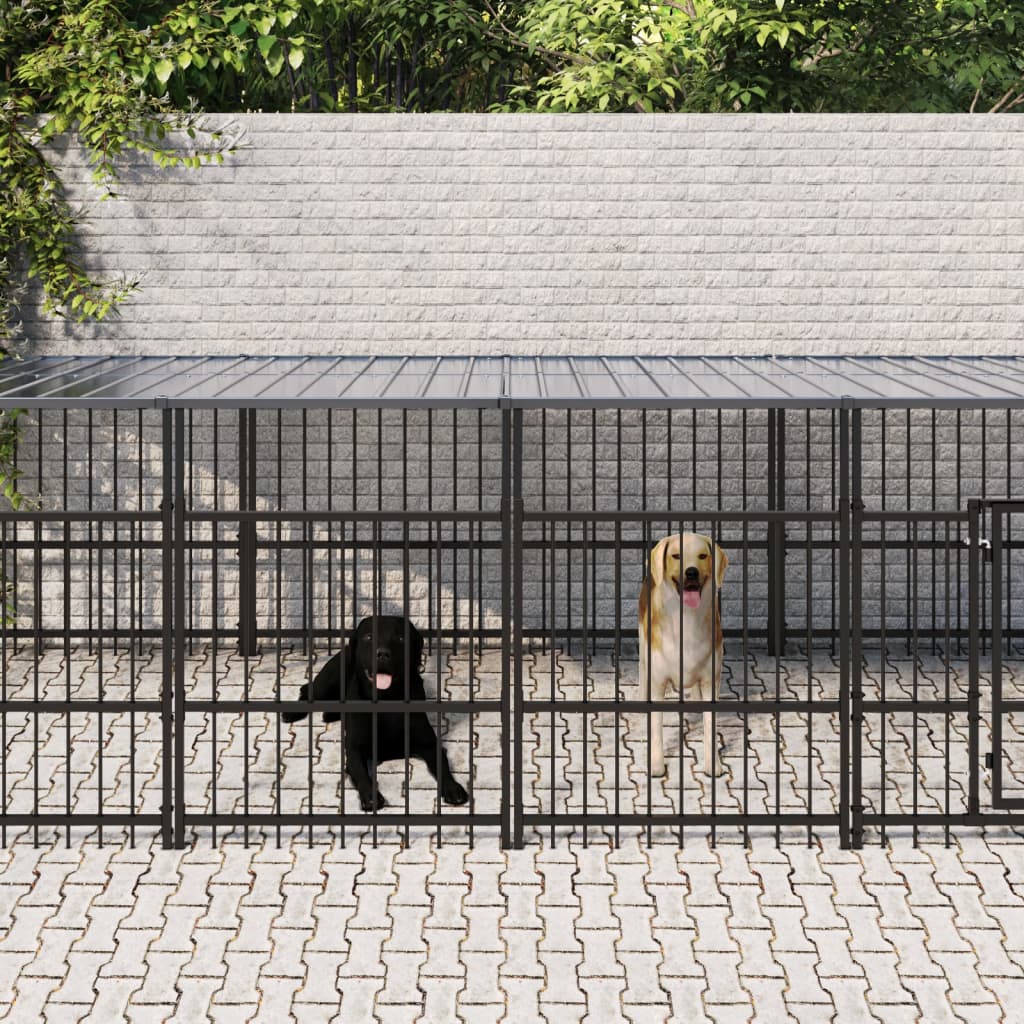 Gabbia per Cani da Esterno con Tetto in Acciaio 7,51 m² | homemem39