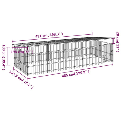 Gabbia per Cani da Esterno con Tetto in Acciaio 9,38 m² | homemem39